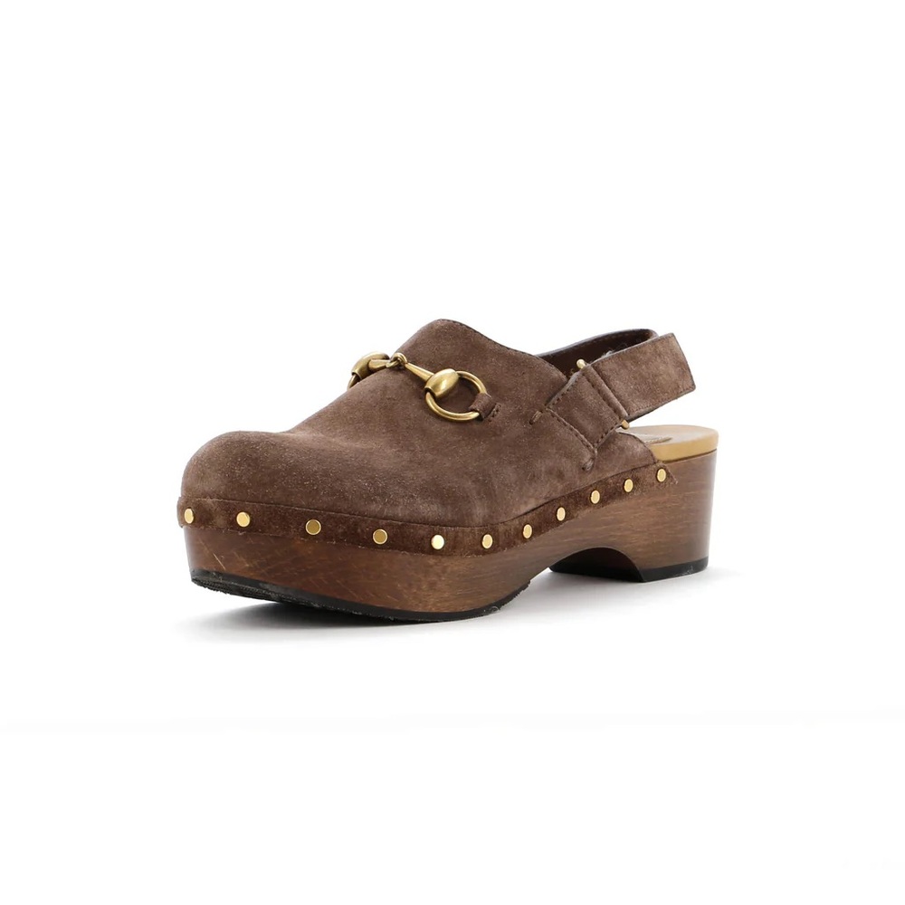 Gucci Taupe Suede Women's Amstel Clogs